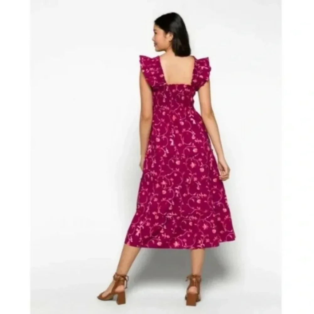 Hill House Burgundy Floral Midi Dress - Picture 3 of 9